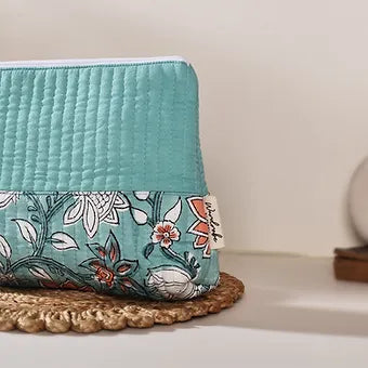 Turquoise Green Quilted Utility Pouch