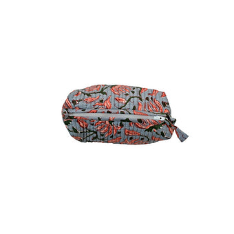 Grey Floral Toiletry  Pouch Small