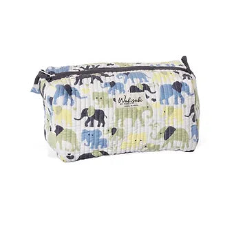 Quilted Blue Toiletry Pouch Medium