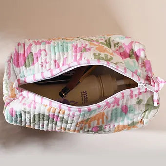 Quilted Pink Toiletry Pouch Combo Set