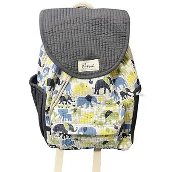 Quilted Blue Elephant Backpack