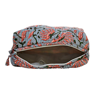 Grey Floral Toiletry  Pouch Medium