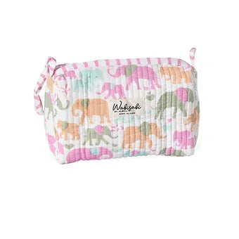 Quilted Pink Toiletry Pouch Small