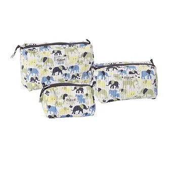 Quilted  Blue Toiletry Pouch Combo Set