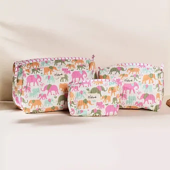 Quilted Pink Toiletry Pouch Combo Set