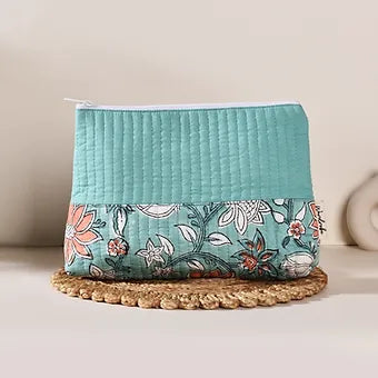 Turquoise Green Quilted Utility Pouch