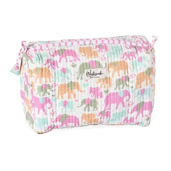 Quilted Pink Toiletry Pouch Large