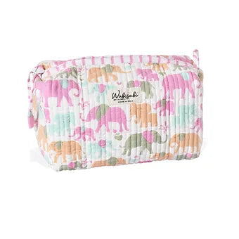 Quilted Pink Toiletry Pouch Medium