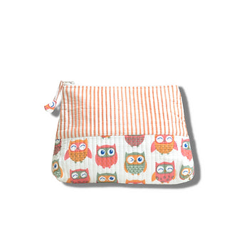 Peach Owl Printed Utility Small Pouch