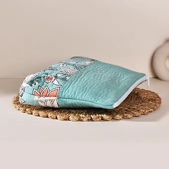 Turquoise Green Quilted Utility Pouch