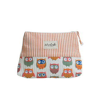 Peach Owl Printed Utility Small Pouch