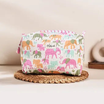 Quilted Pink Toiletry Pouch Combo Set