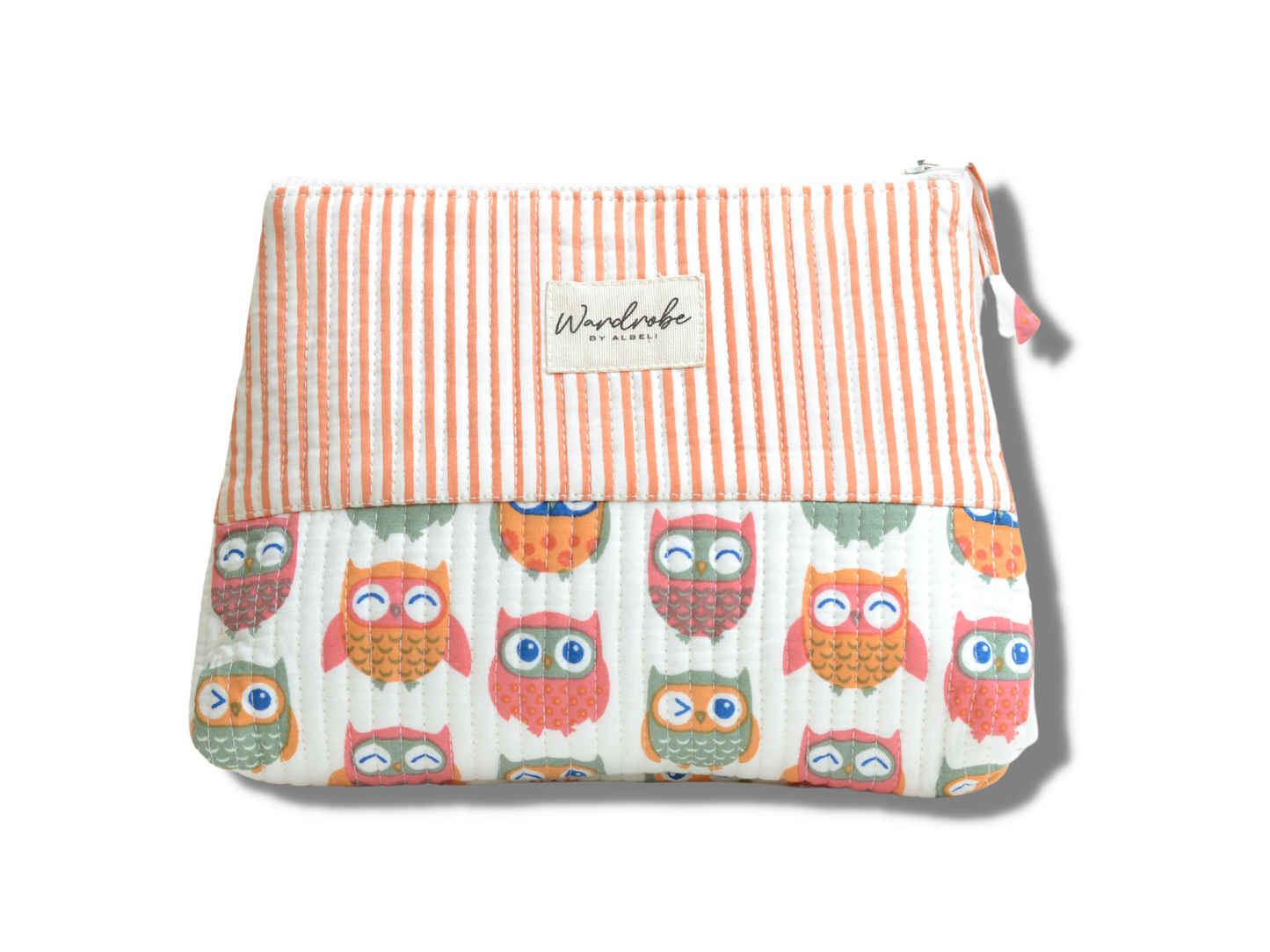 Peach Owl Printed Utility Medium Pouch