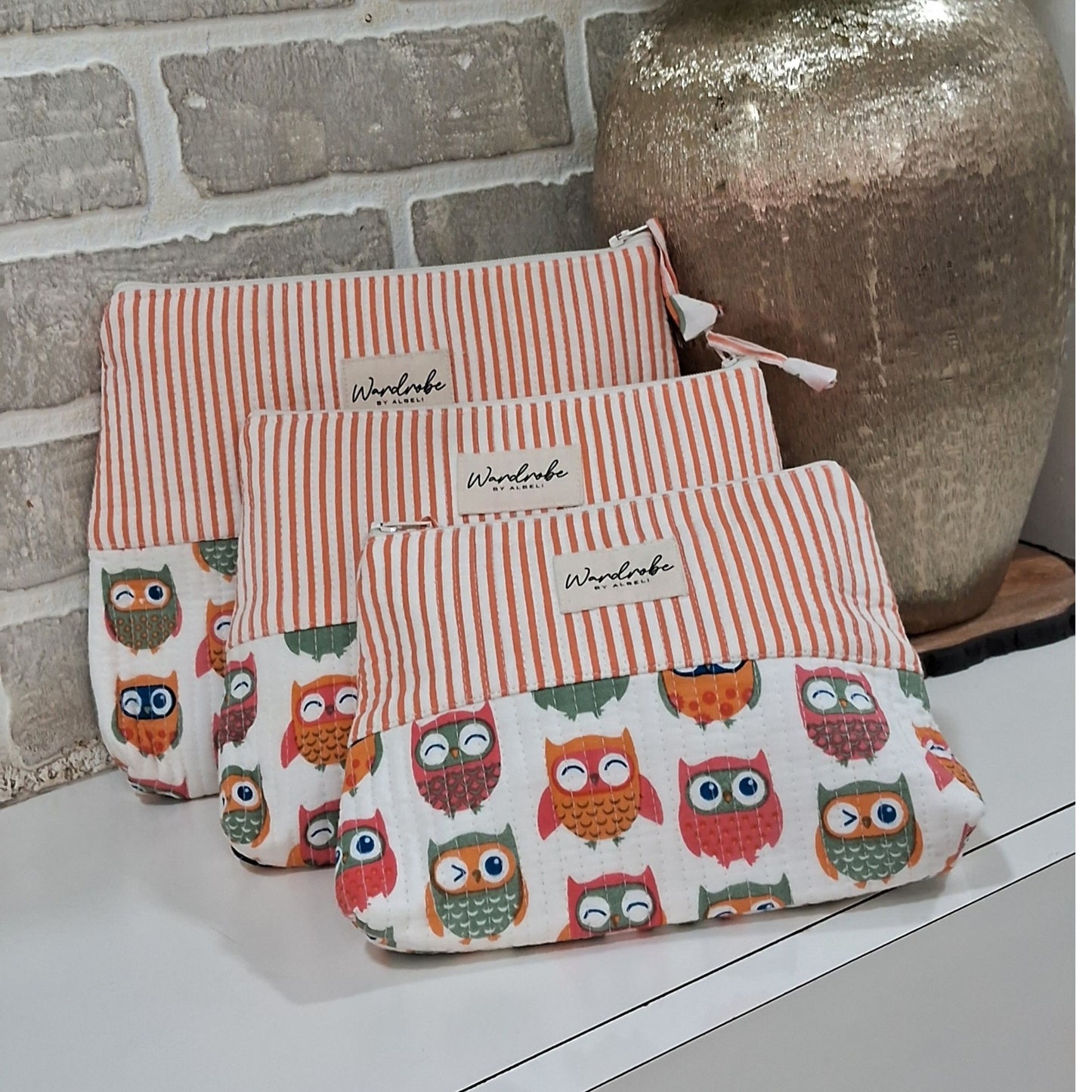 Peach Owl Printed Utility Pouch Combo Set