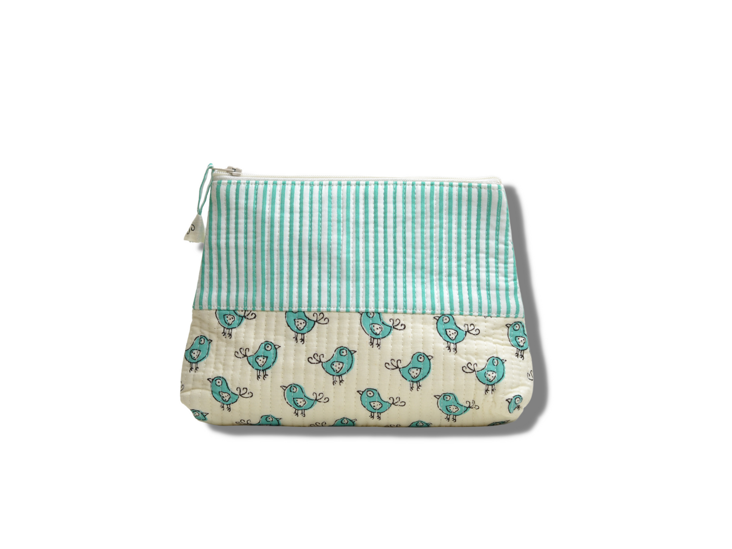Turquoise Green Birds Utility Pouch Small
